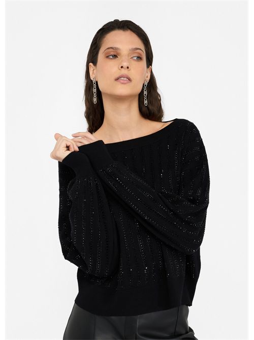 Maglia con strass LIU JO | CF5271MA96E/M9798